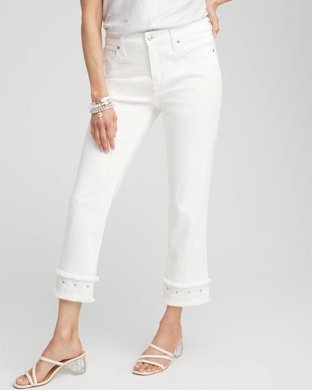No Stain Embellished Girlfriend Cropped Jeans | Chico's
